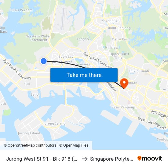 Jurong West St 91 -  Blk 918 (27531) to Singapore Polytechnic map