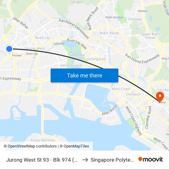 Jurong West St 93 - Blk 974 (27511) to Singapore Polytechnic map