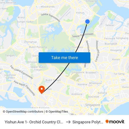 Yishun Ave 1- Orchid Country Club (59749) to Singapore Polytechnic map