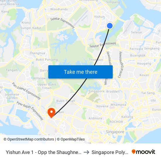 Yishun Ave 1 - Opp the Shaughnessy (59751) to Singapore Polytechnic map