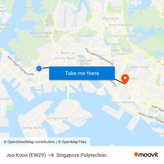 Joo Koon (EW29) to Singapore Polytechnic map