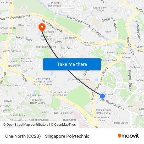 One-North (CC23) to Singapore Polytechnic map
