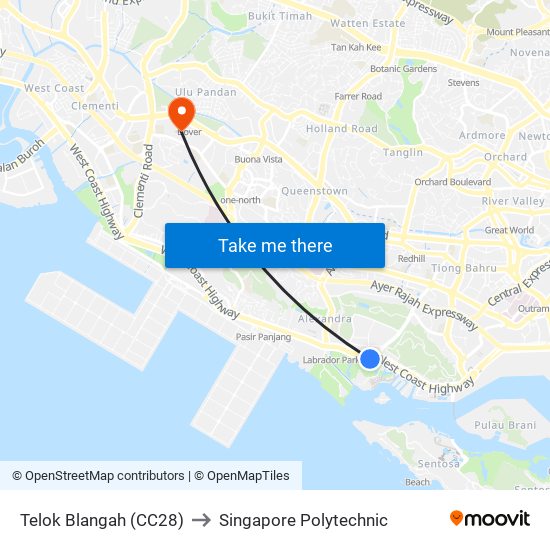 Telok Blangah (CC28) to Singapore Polytechnic map