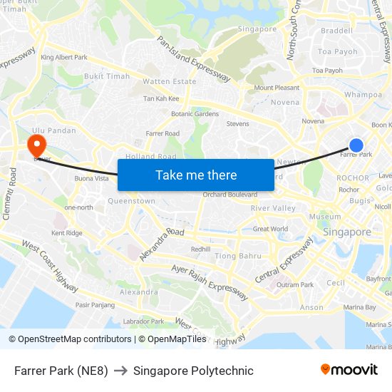 Farrer Park (NE8) to Singapore Polytechnic map