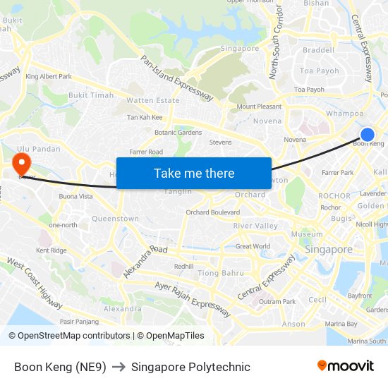 Boon Keng (NE9) to Singapore Polytechnic map