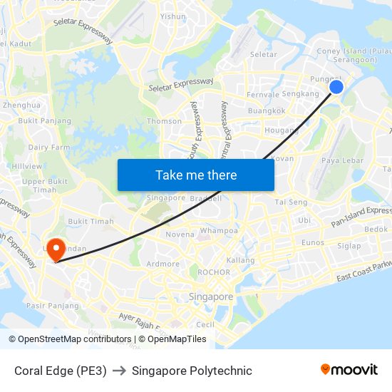 Coral Edge (PE3) to Singapore Polytechnic map