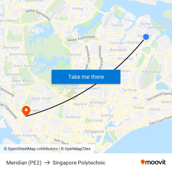 Meridian (PE2) to Singapore Polytechnic map