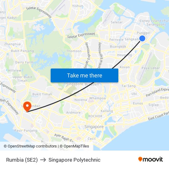 Rumbia (SE2) to Singapore Polytechnic map