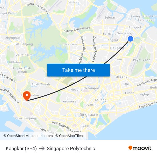 Kangkar (SE4) to Singapore Polytechnic map