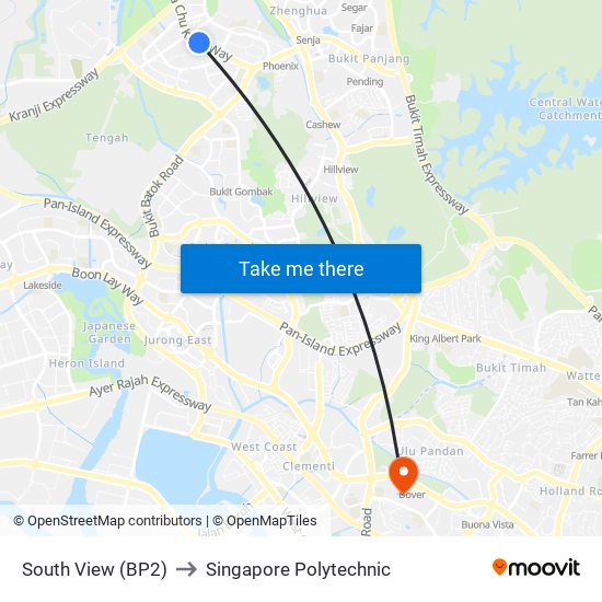 South View (BP2) to Singapore Polytechnic map