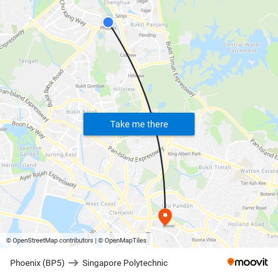 Phoenix (BP5) to Singapore Polytechnic map