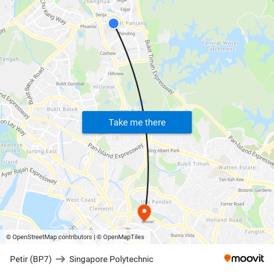 Petir (BP7) to Singapore Polytechnic map