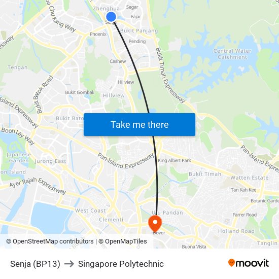 Senja (BP13) to Singapore Polytechnic map