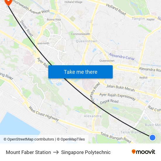 Mount Faber Station to Singapore Polytechnic map