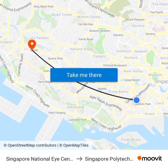 Singapore National Eye Centre to Singapore Polytechnic map