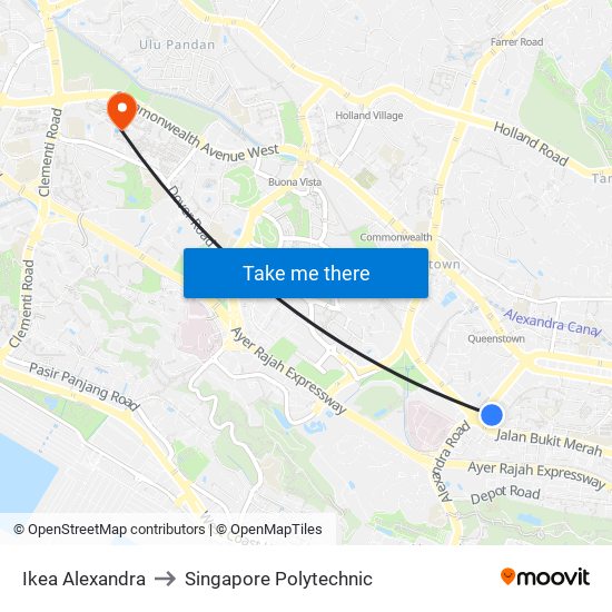 Ikea Alexandra to Singapore Polytechnic map