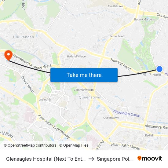 Gleneagles Hospital (Next To Entrance To A&E) to Singapore Polytechnic map