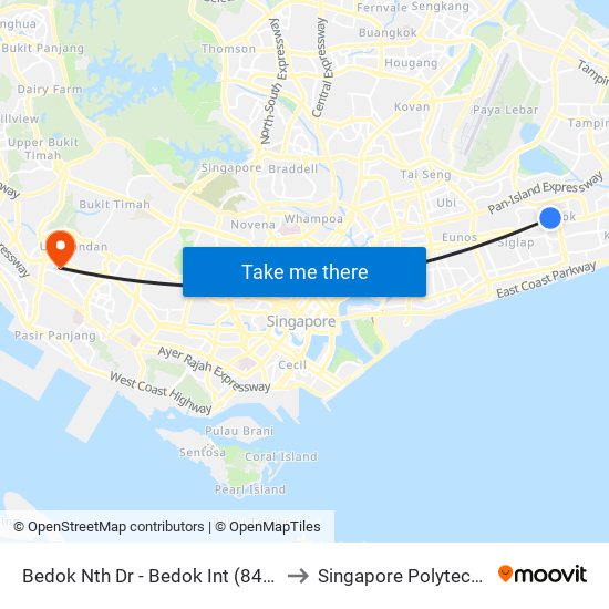 Bedok Nth Dr - Bedok Int (84009) to Singapore Polytechnic map
