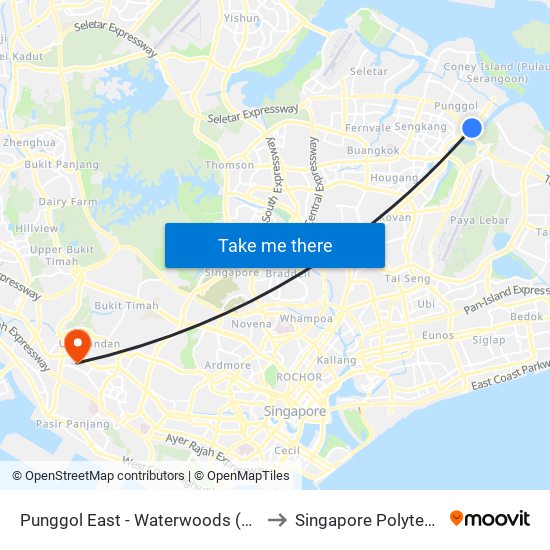 Punggol East - Waterwoods (65521) to Singapore Polytechnic map