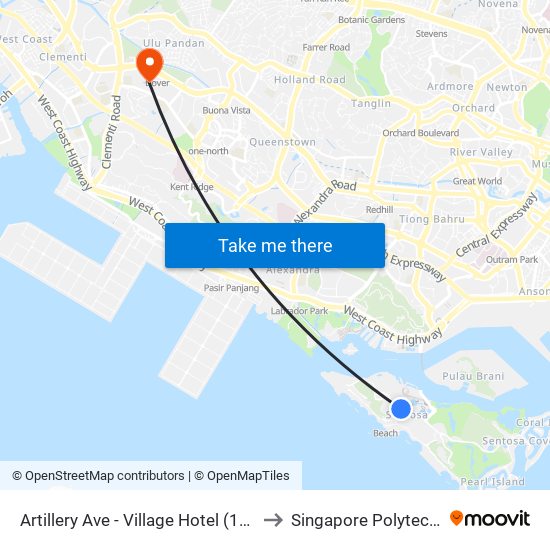 Artillery Ave - Village Hotel (14521) to Singapore Polytechnic map