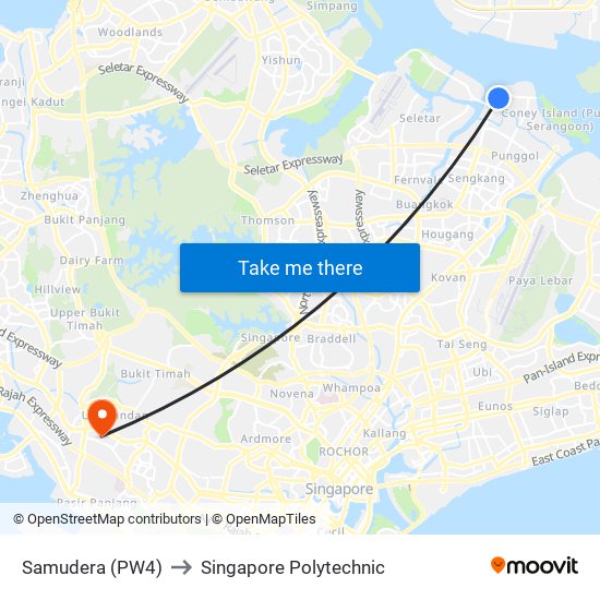 Samudera (PW4) to Singapore Polytechnic map