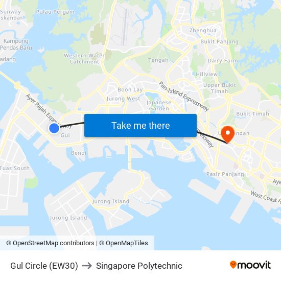 Gul Circle (EW30) to Singapore Polytechnic map