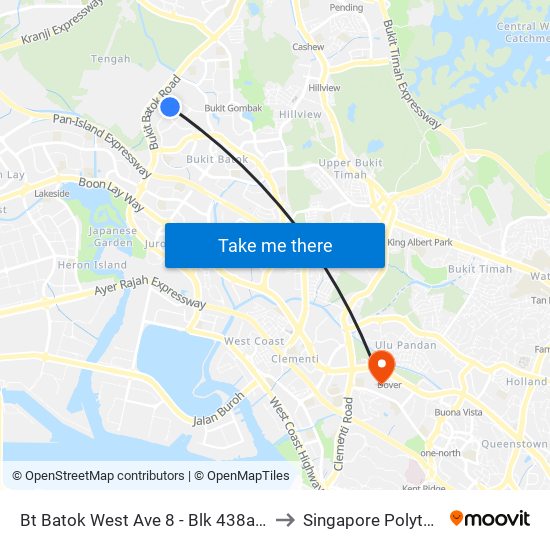 Bt Batok West Ave 8 - Blk 438a (40361) to Singapore Polytechnic map