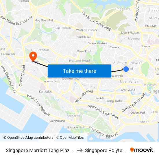 Singapore Marriott Tang Plaza Hotel to Singapore Polytechnic map