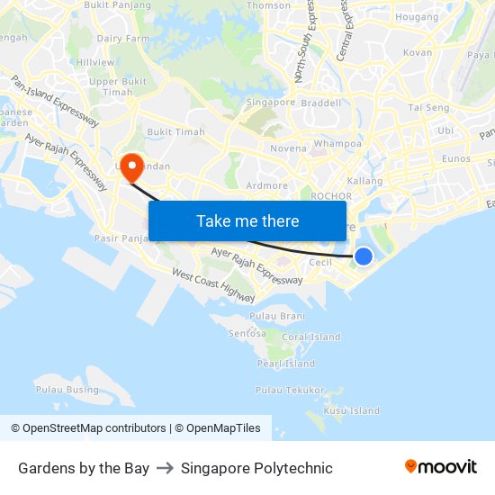 Gardens by the Bay to Singapore Polytechnic map