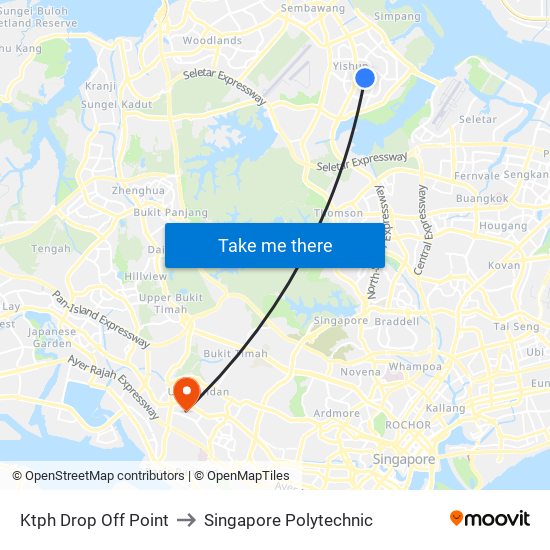 Ktph Drop Off Point to Singapore Polytechnic map