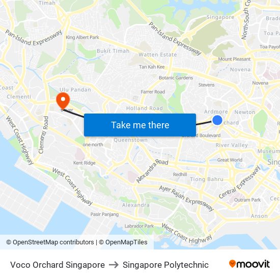 Voco Orchard Singapore to Singapore Polytechnic map