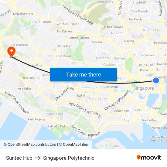 Suntec Hub to Singapore Polytechnic map