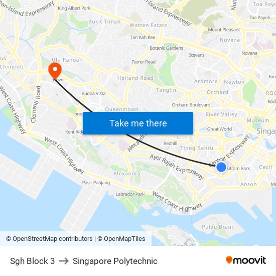 Sgh Block 3 to Singapore Polytechnic map