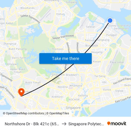 Northshore Dr - Blk 421c (65661) to Singapore Polytechnic map