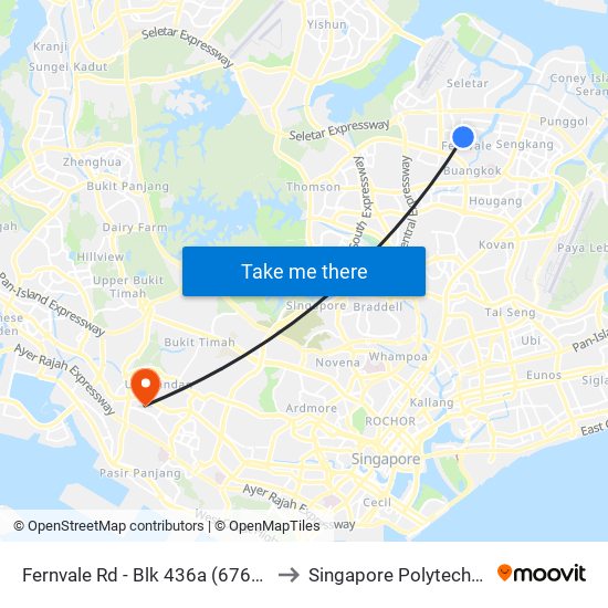 Fernvale Rd - Blk 436a (67639) to Singapore Polytechnic map