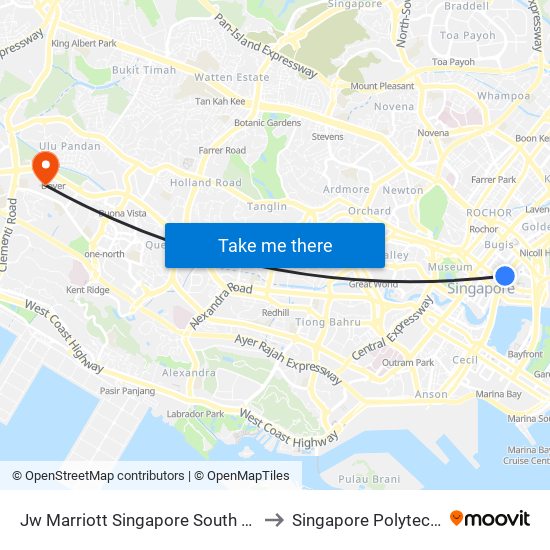 Jw Marriott Singapore South Beach to Singapore Polytechnic map