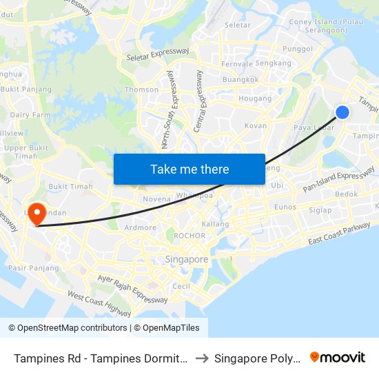 Tampines Rd - Tampines Dormitory (74051) to Singapore Polytechnic map