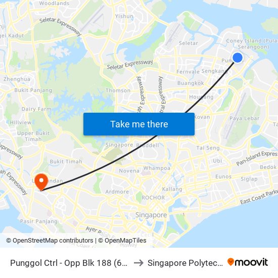 Punggol Ctrl - Opp Blk 188 (65271) to Singapore Polytechnic map