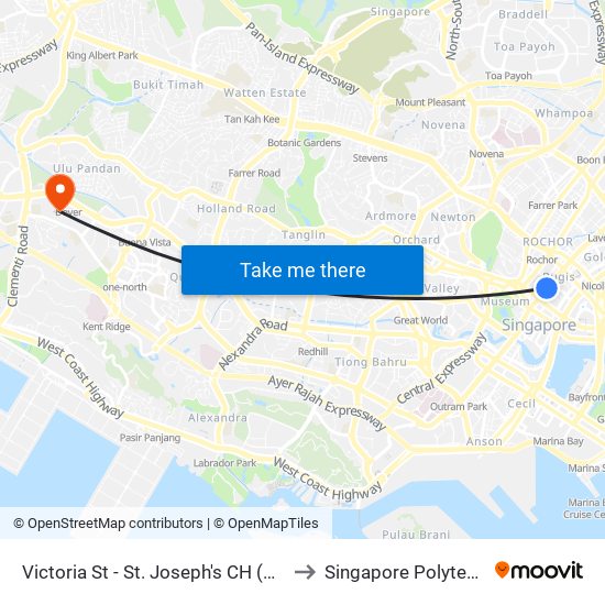 Victoria St - St. Joseph's CH (01013) to Singapore Polytechnic map