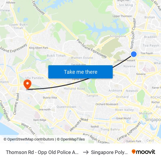 Thomson Rd - Opp Old Police Acad (51029) to Singapore Polytechnic map