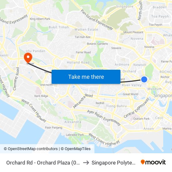 Orchard Rd - Orchard Plaza (08137) to Singapore Polytechnic map