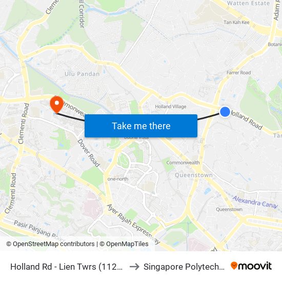 Holland Rd - Lien Twrs (11221) to Singapore Polytechnic map