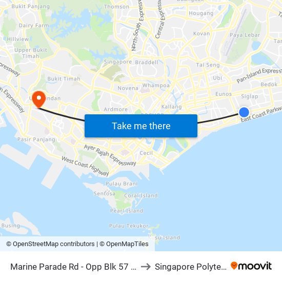 Marine Parade Rd - Opp Blk 57 (92071) to Singapore Polytechnic map