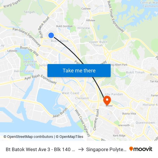 Bt Batok West Ave 3 - Blk 140 (43531) to Singapore Polytechnic map