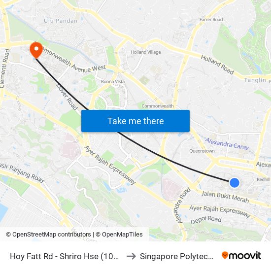 Hoy Fatt Rd - Shriro Hse (10401) to Singapore Polytechnic map