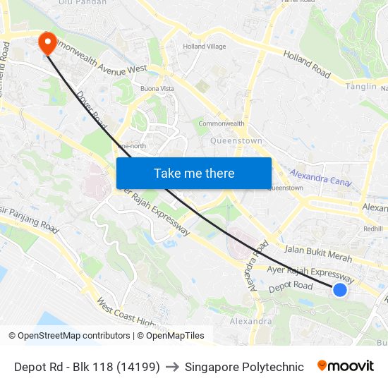 Depot Rd - Blk 118 (14199) to Singapore Polytechnic map