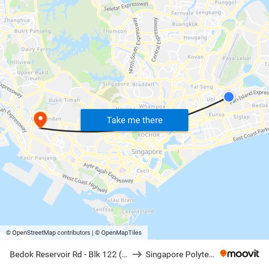 Bedok Reservoir Rd - Blk 122 (72061) to Singapore Polytechnic map