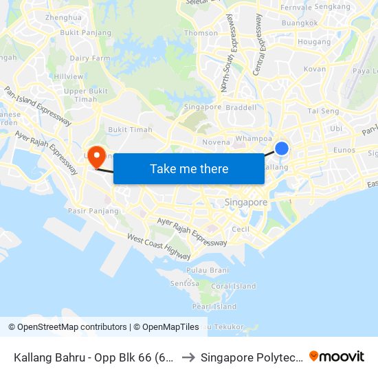 Kallang Bahru - Opp Blk 66 (60039) to Singapore Polytechnic map