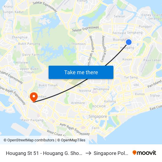 Hougang St 51 - Hougang G. Shop Mall (64441) to Singapore Polytechnic map