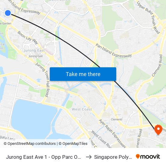 Jurong East Ave 1 - Opp Parc Oasis (28459) to Singapore Polytechnic map
